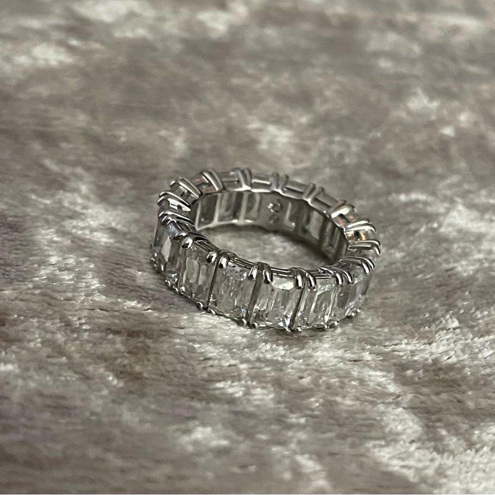 Signed Swarovski Silver Vittore Rectangular Cut Ring |  7 | New - Picture 13 of 16